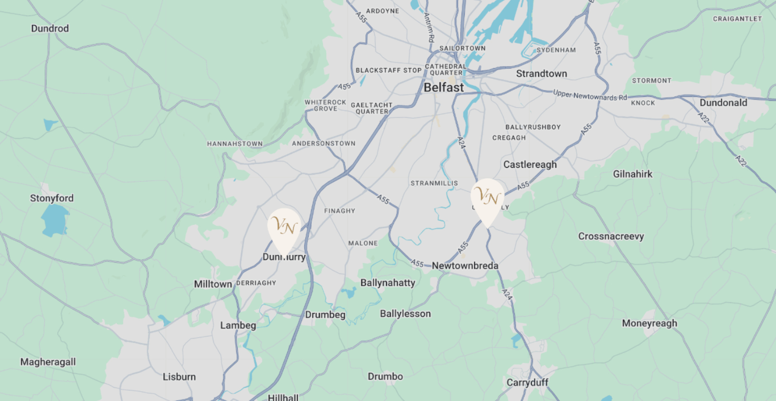 Map showing locations
